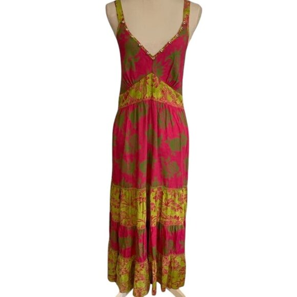 USINDO Pink Floral Tropical BOHO Maxi Dress - Picture 3 of 6